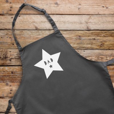 Personalised star apron (Grey) perfect gift for father's day, mother's day or birthdays
