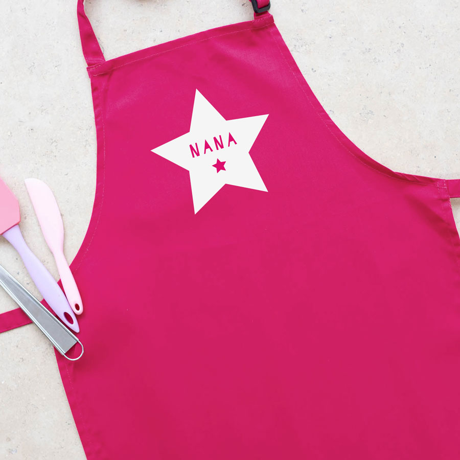 Personalised star apron (Pink) perfect gift for father's day, mother's day or birthdays