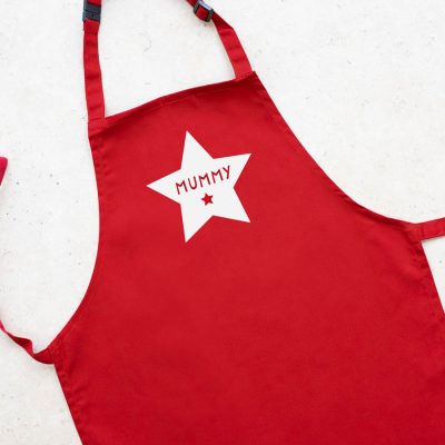 Personalised star apron (Red) perfect gift for father's day, mother's day or birthdays