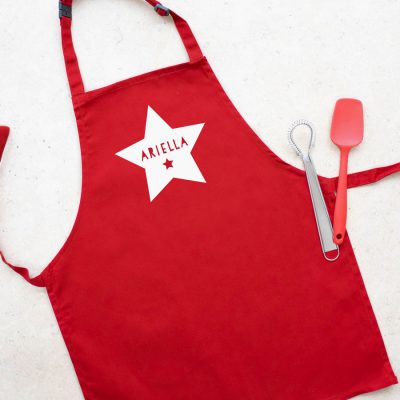 Personalised star apron (Red) perfect gift for a child who loves to help with baking and cooking