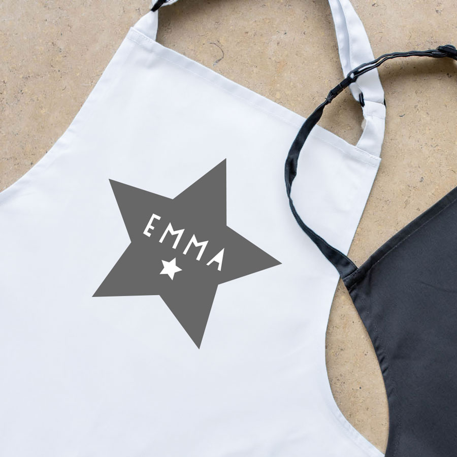 Personalised star apron (White) perfect gift for a child who loves to help with baking and cooking