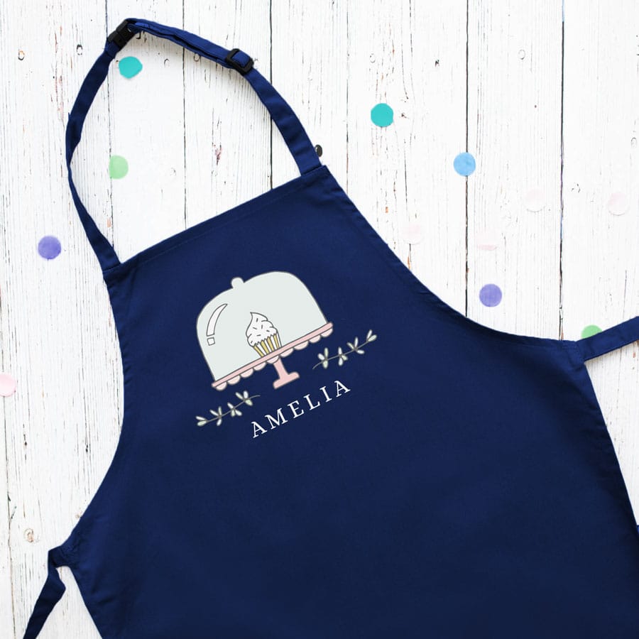 Personalised cupcake apron (Navy) perfect gift for a child who loves to help with baking and cooking