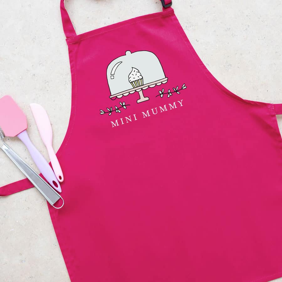 Personalised cupcake apron (Pink) perfect gift for a child who loves to help with baking and cooking