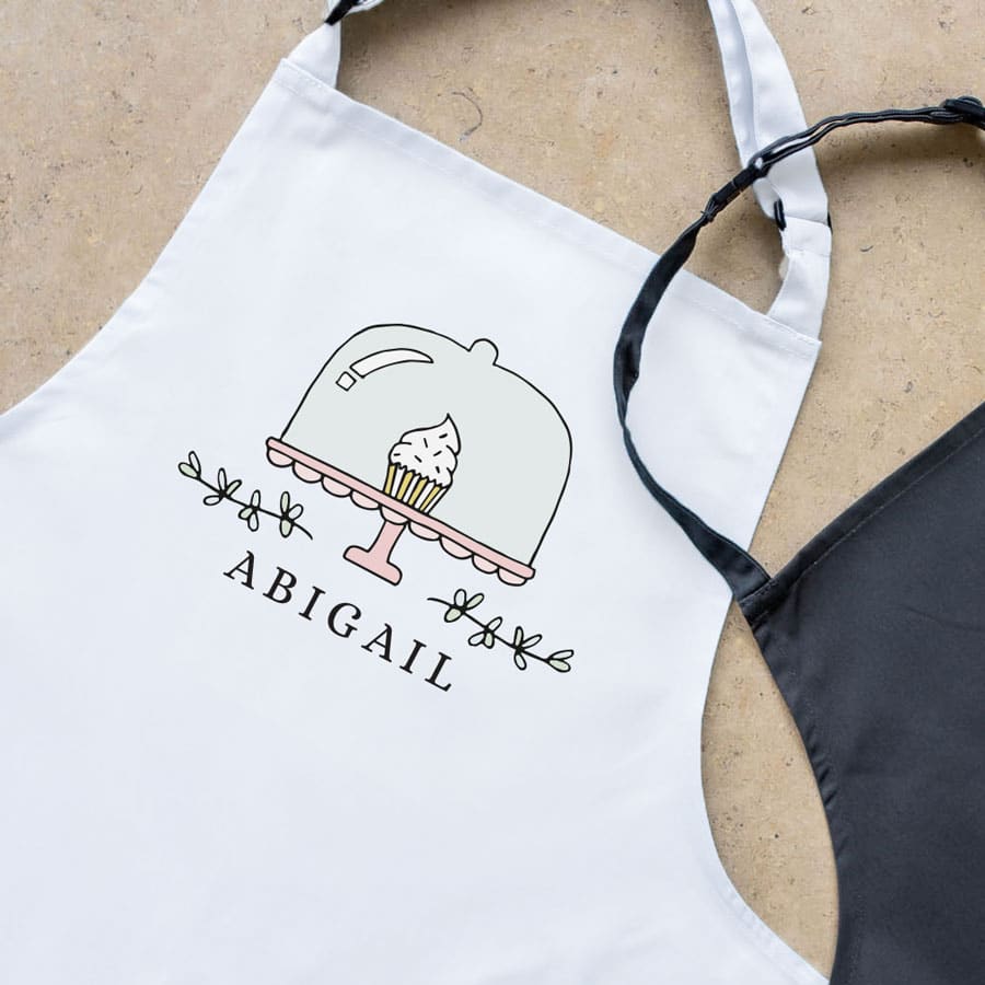 Personalised cupcake apron (White) perfect gift for a child who loves to help with baking and cooking