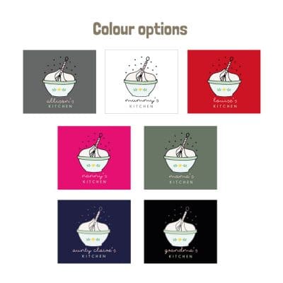Personalised mixing bowl apron (colour options)