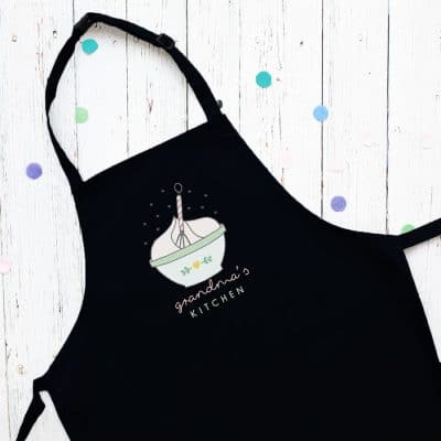 Personalised mixing bowl apron (Black) perfect gift for a birthday or christmas