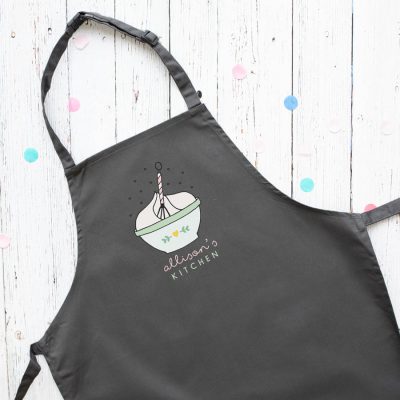 Personalised mixing bowl apron (Grey) perfect gift for a birthday or christmas