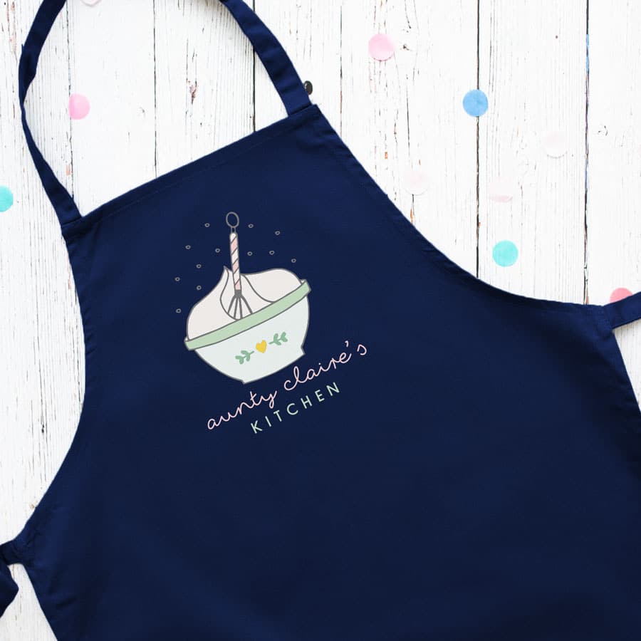 Personalised mixing bowl apron (Navy) perfect gift for a birthday or christmas