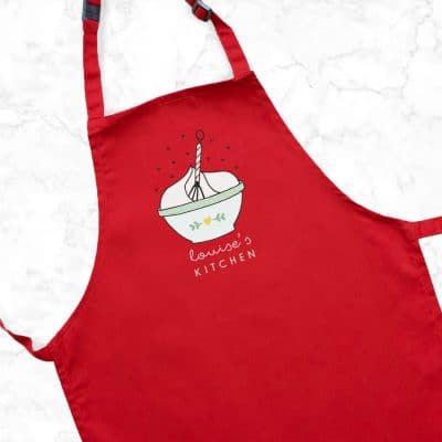 Personalised mixing bowl apron (Red) perfect gift for a birthday or christmas