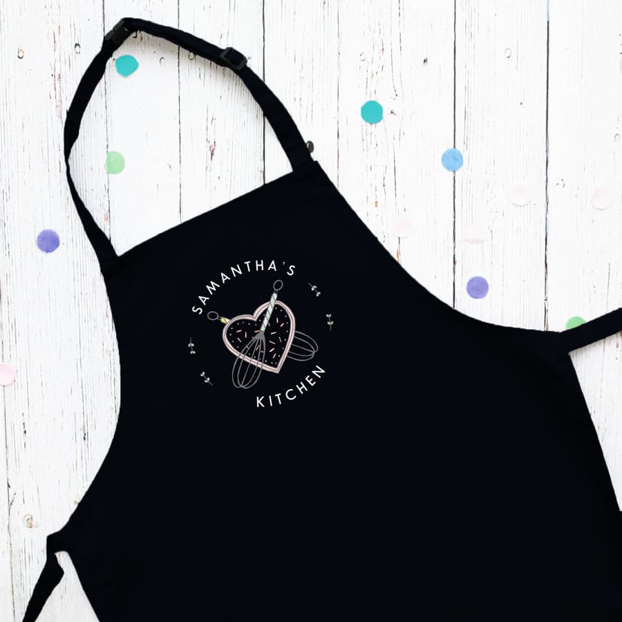 Personalised kitchen apron (Black) perfect gift for a birthday or christmas