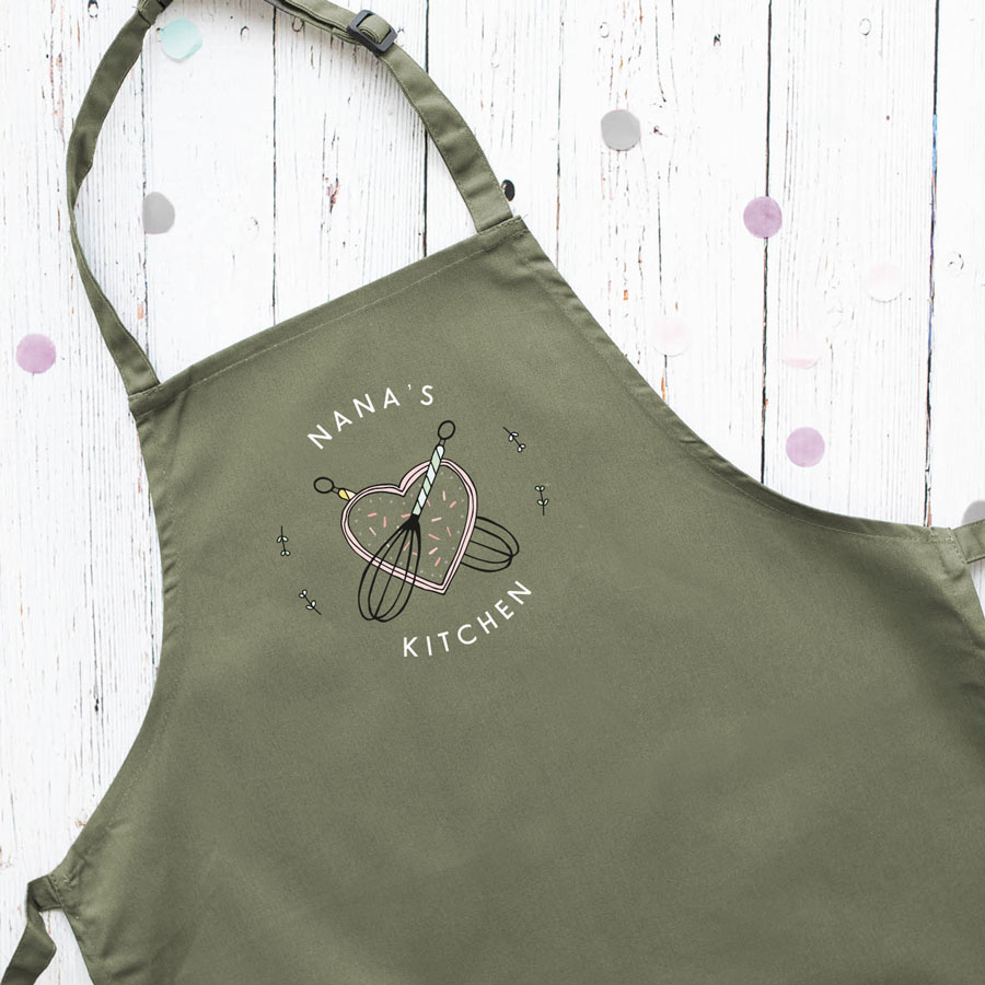 Personalised kitchen apron (sage) perfect gift for a birthday or christmas