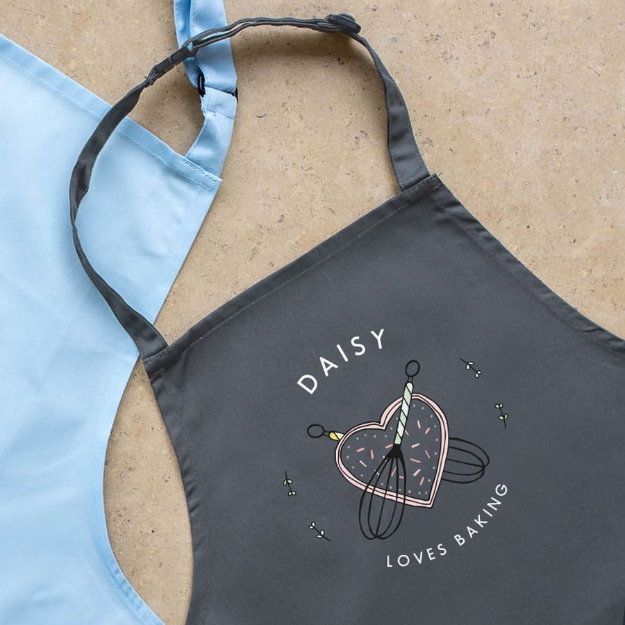 Personalised kitchen apron (Grey) perfect gift for a child who loves to help with baking and cooking
