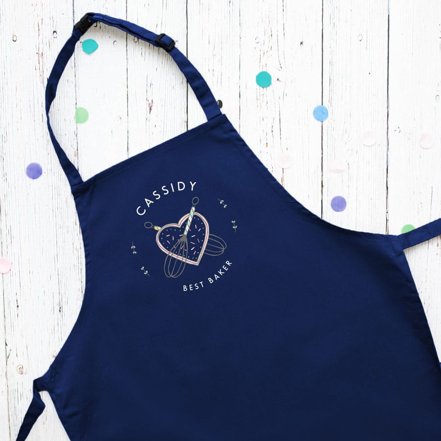 Personalised kitchen apron (Navy) perfect gift for a child who loves to help with baking and cooking