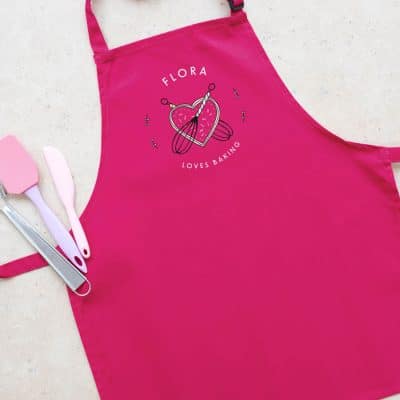 Personalised kitchen apron (Pink) perfect gift for a child who loves to help with baking and cooking