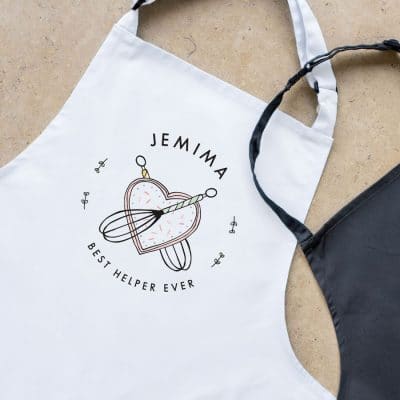 Personalised kitchen apron (White) perfect gift for a child who loves to help with baking and cooking