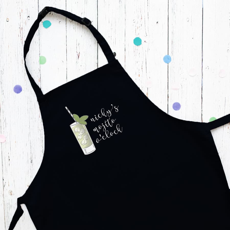 Personalised mojito apron (Black) perfect gift for a birthday or christmas