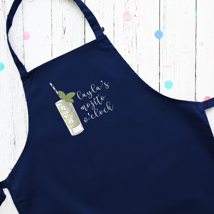 Personalised mojito apron (Navy) perfect gift for a birthday or christmas