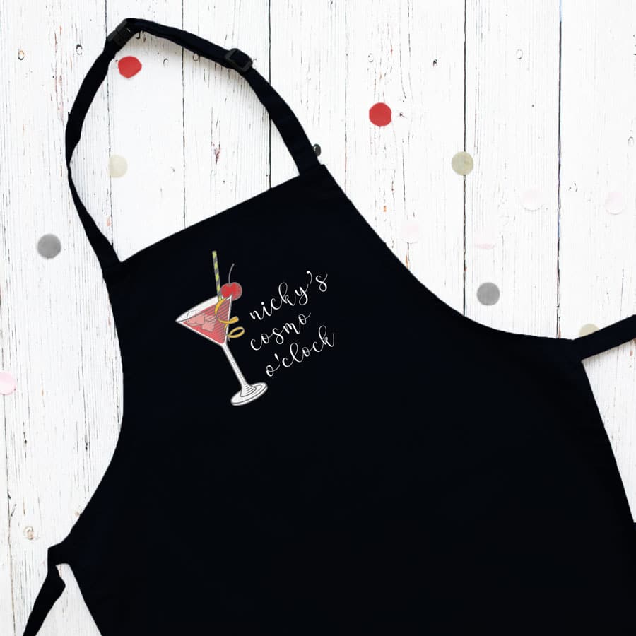 Personalised cosmo apron (Black) perfect gift for a birthday or christmas