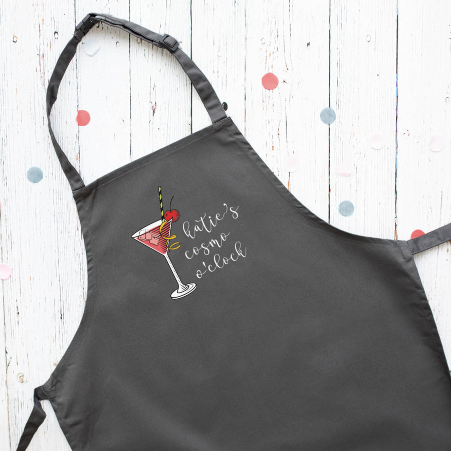 Personalised cosmo apron (Grey) perfect gift for a birthday or christmas