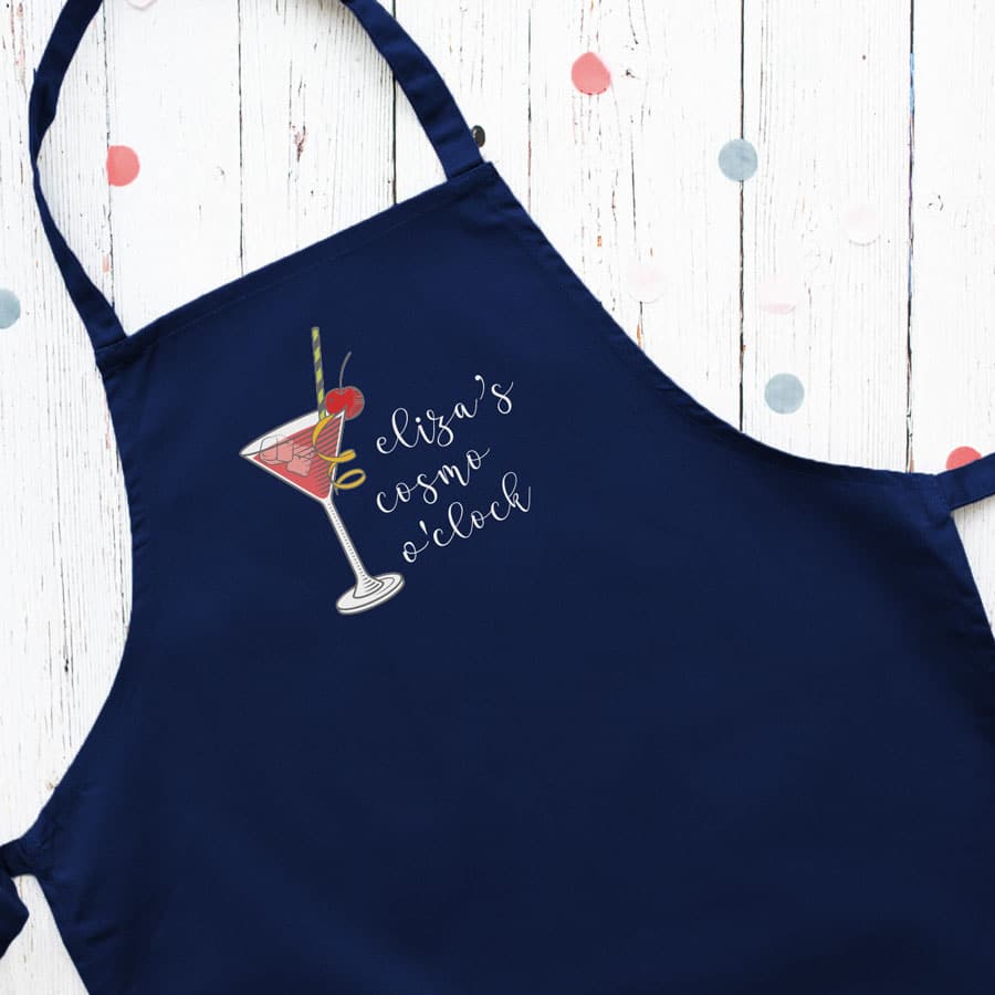 Personalised cosmo apron (Navy) perfect gift for a birthday or christmas