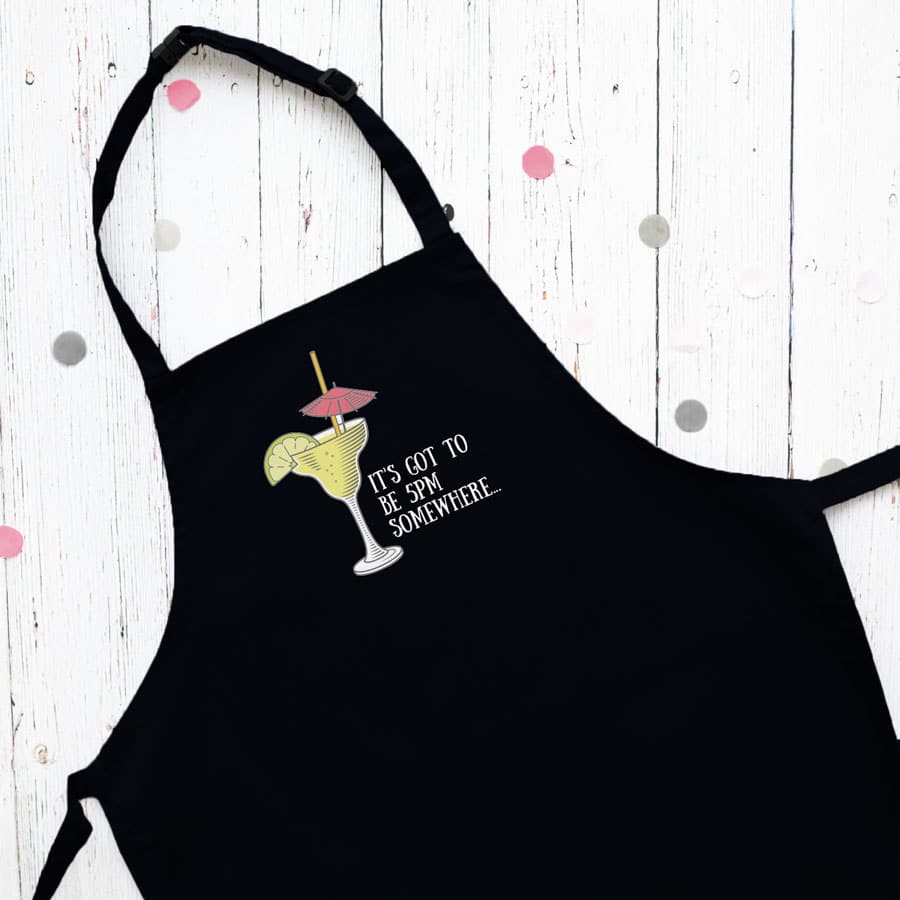 Personalised cocktail apron (Black) perfect gift for a birthday or christmas