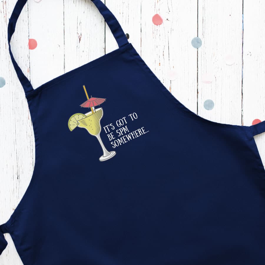 Personalised cocktail apron (Navy) perfect gift for a birthday or christmas
