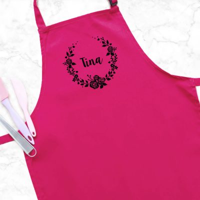 Personalised wreath apron (Pink) perfect gift for a birthday or christmas