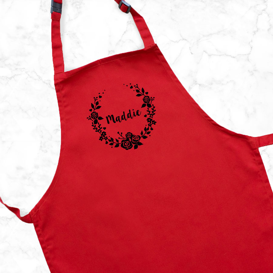 Personalised wreath apron (Red) perfect gift for a birthday or christmas