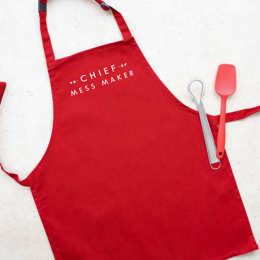 Chief mess maker apron (Red) perfect gift for a child who loves to help with baking and cooking