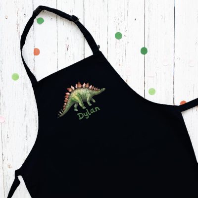 Personalised dinosaur apron (Black) perfect gift for a child who loves to help with baking and cooking