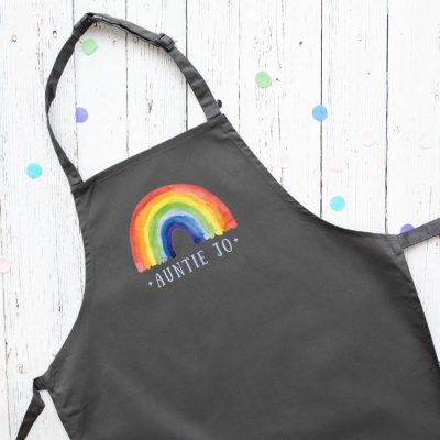 Personalised rainbow apron (Grey) perfect gift for a birthday or christmas