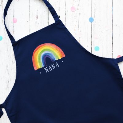 Personalised rainbow apron (Navy) perfect gift for a birthday or christmas