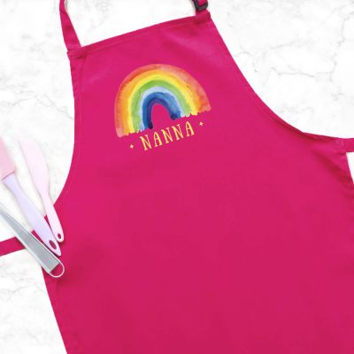 Personalised rainbow apron (Pink) perfect gift for a birthday or christmas