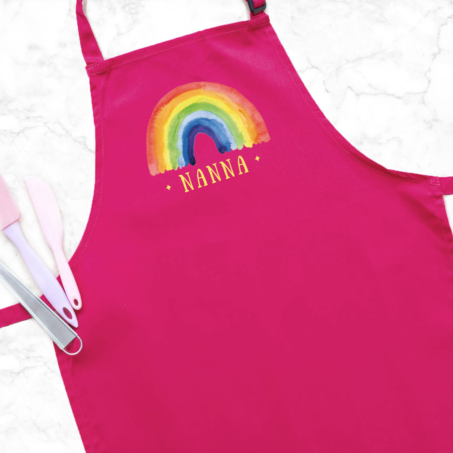 Personalised rainbow apron (Pink) perfect gift for a birthday or christmas