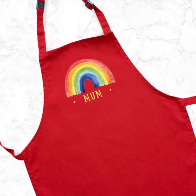Personalised rainbow apron (Red) perfect gift for a birthday or christmas