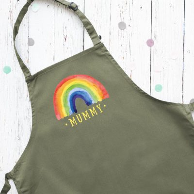 Personalised rainbow apron (Sage) perfect gift for a birthday or christmas
