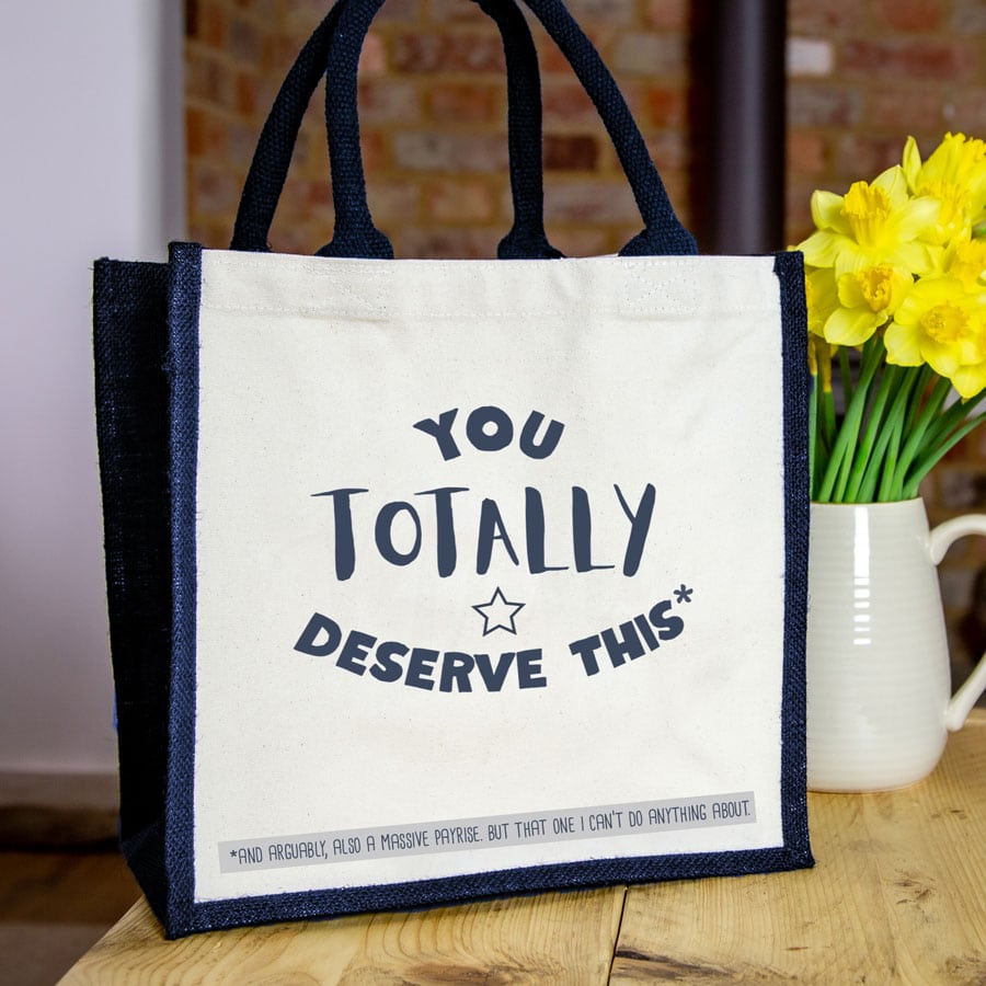 You totally deserve this canvas bag (Navy bag) a perfect thank you gift for a family member, friend or carer