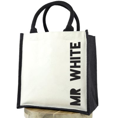 Personalised canvas bag (Black bag - black text) perfect as a thank you gift for teachers