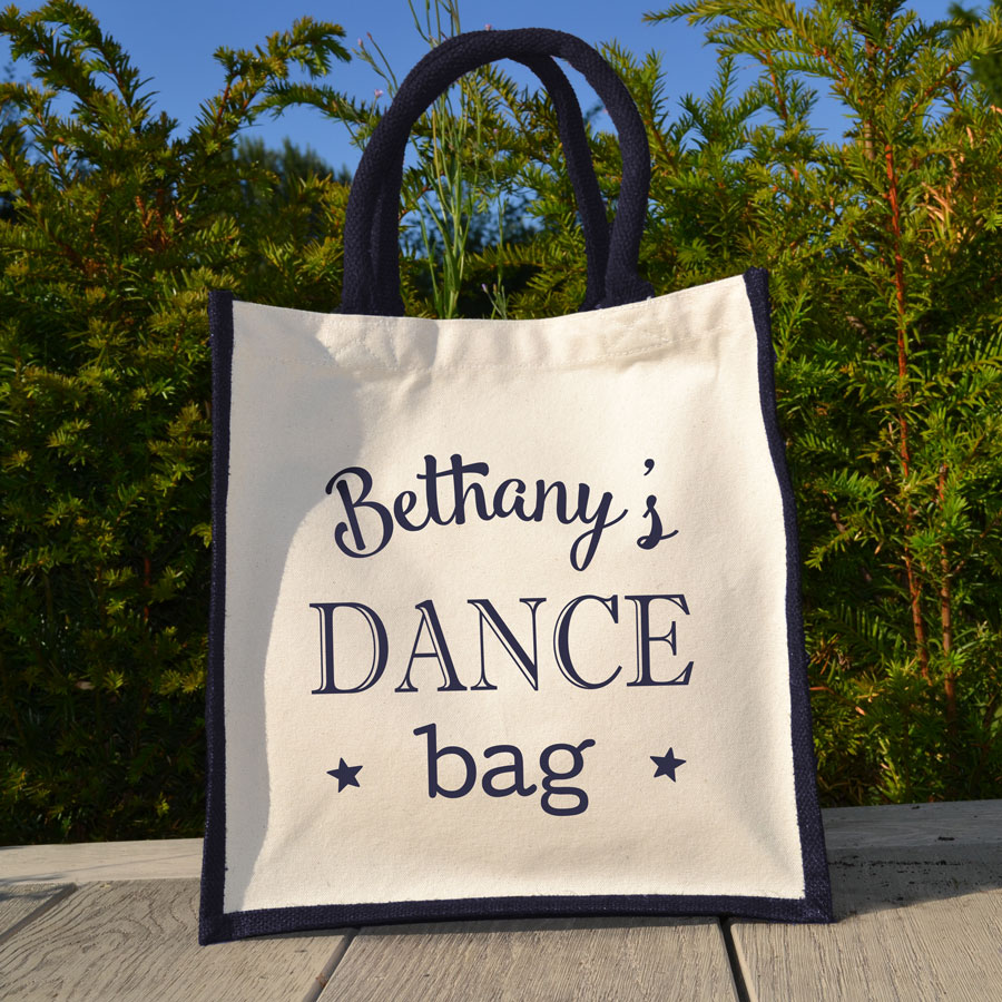 Personalised dance canvas bag (Navy bag) is a great gift for a dance teacher to say thank you
