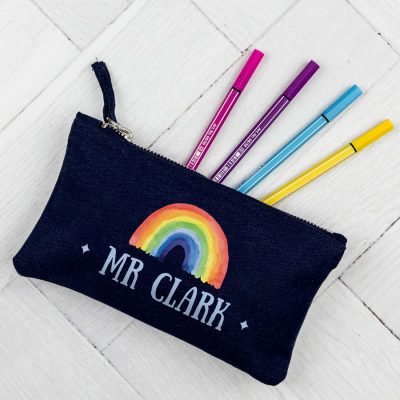 Personalised rainbow pencil case (Navy case) makes a perfect gift for a teacher at the end of term