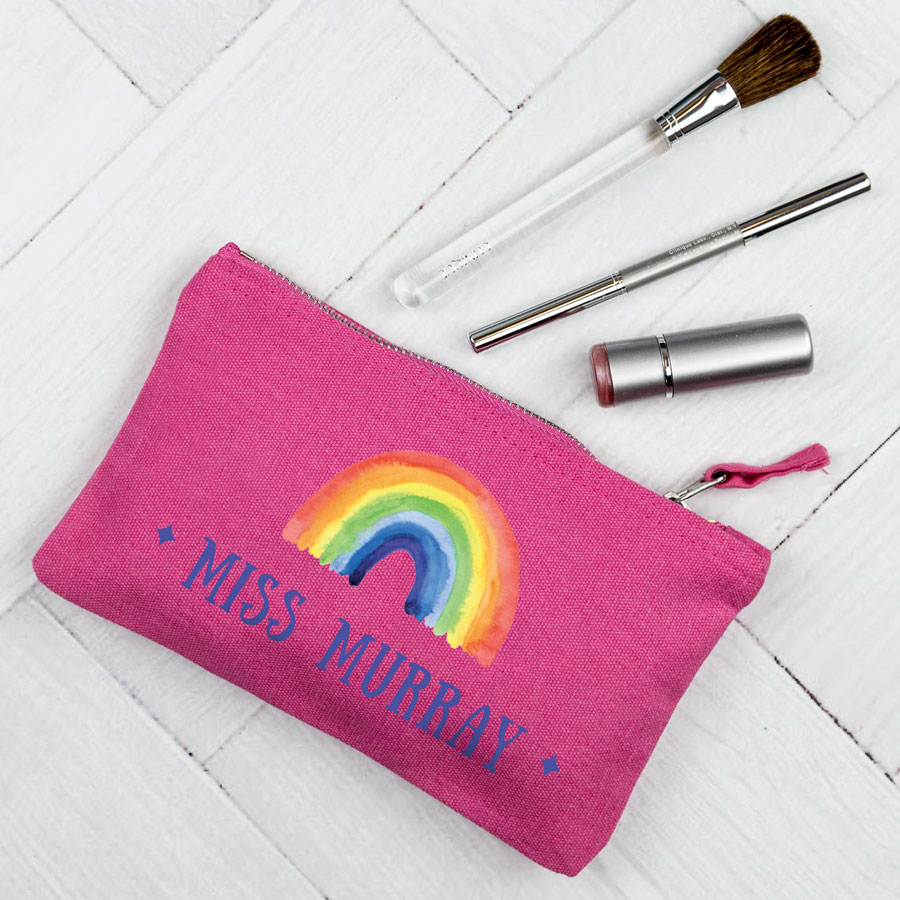 Personalised rainbow pencil case (Pink case) makes a perfect gift for a teacher at the end of term
