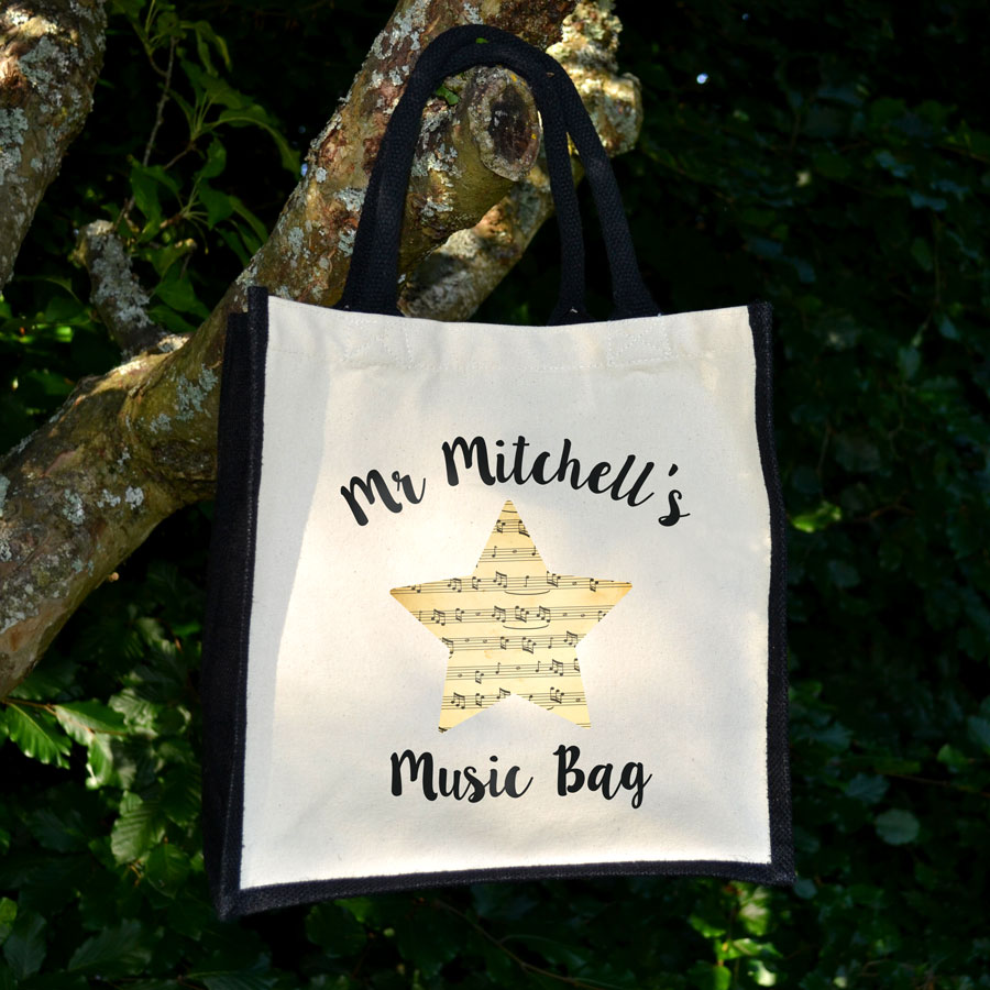 Personalised music note canvas bag (Black bag) is a perfect gift for a music teacher to say thank you