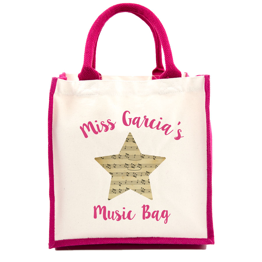 Personalised music note canvas bag (Pink bag) is a perfect gift for a music teacher to say thank you