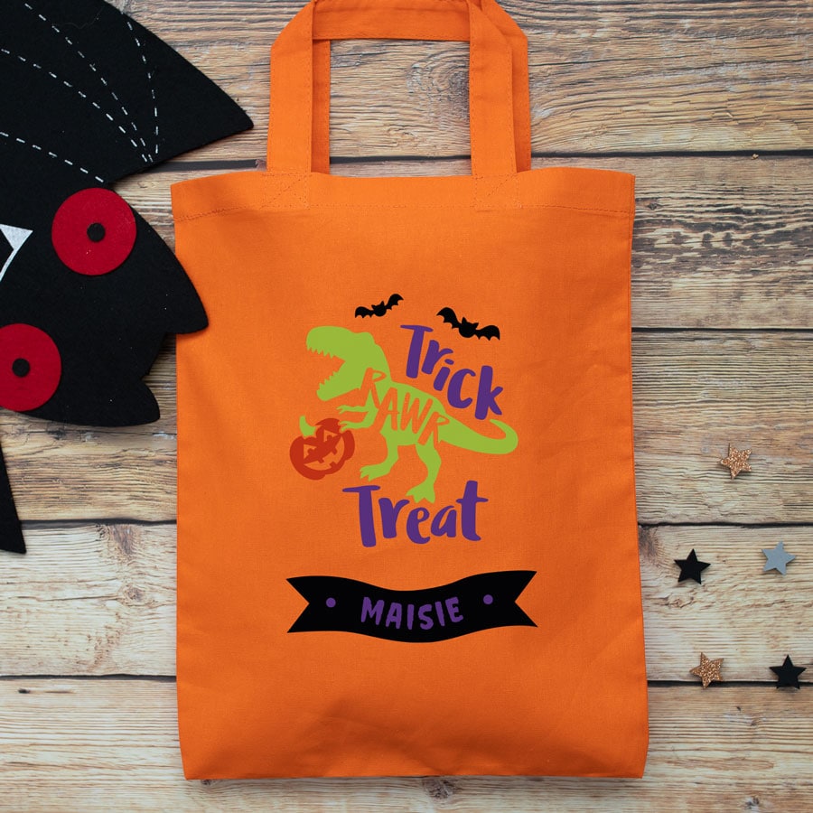 Personalised dinosaur trick or treat bag | Halloween | Stickerscape | UK