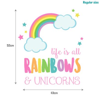 Life is all rainbows and unicorns wall sticker | Unicorn wall stickers | Stickerscape | UK