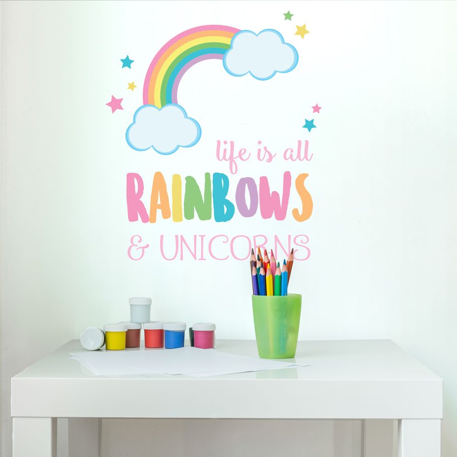 Life is all rainbows and unicorns wall sticker | Unicorn wall stickers | Stickerscape | UK