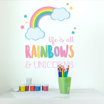 Life is all rainbows and unicorns wall sticker | Unicorn wall stickers | Stickerscape | UK