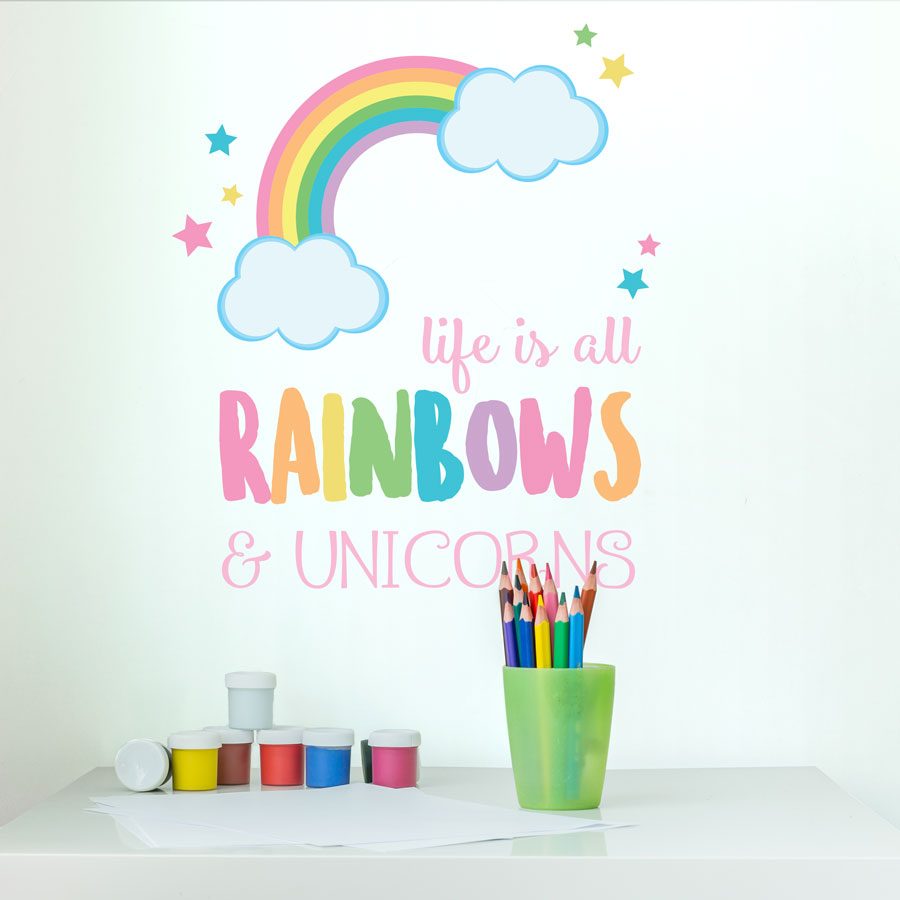 Life is all rainbows and unicorns wall sticker | Unicorn wall stickers | Stickerscape | UK