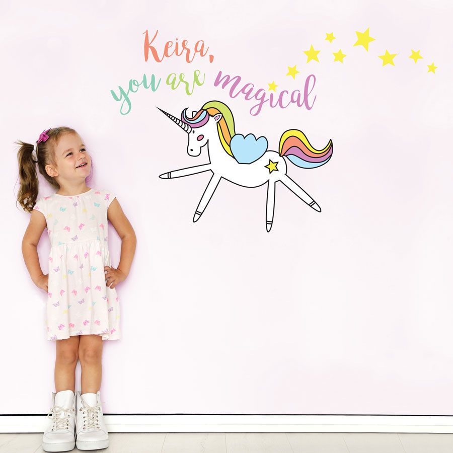 Personalised magical unicorn wall sticker | Unicorn wall stickers | Stickerscape | UK