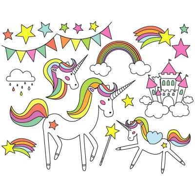 Unicorn and rainbows wall sticker pack | Unicorn wall stickers | Stickerscape | UK